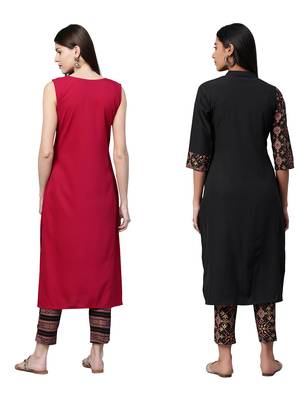 Black printed crepe combo-kurtis 2