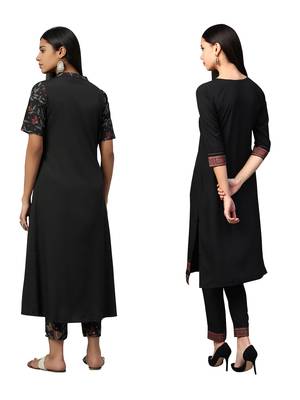 Black printed crepe combo-kurtis 2