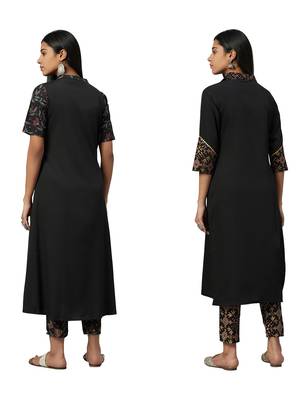 Black printed crepe combo-kurtis 2