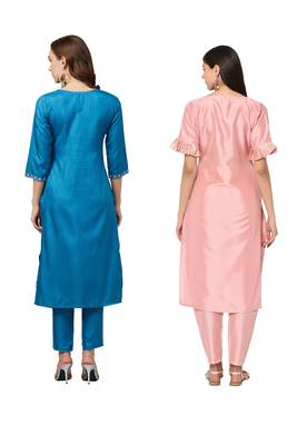 Pink printed art silk combo-kurtis 2