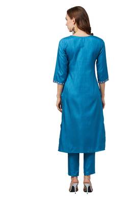 Blue printed art silk combo-kurtis 5