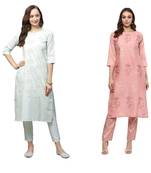 Pink printed art silk combo-kurtis