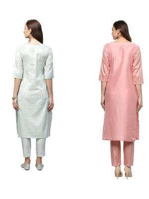 Pink printed art silk combo-kurtis 2