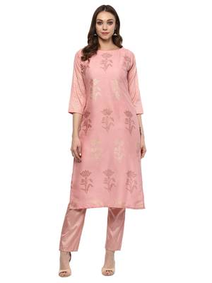 Pink printed art silk combo-kurtis 3