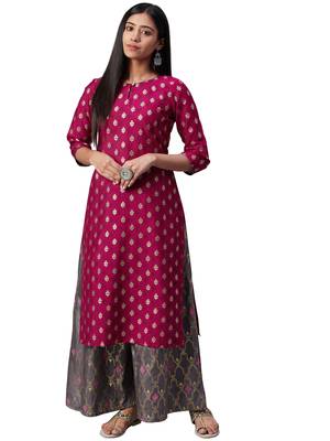 Green printed art silk combo-kurtis 4