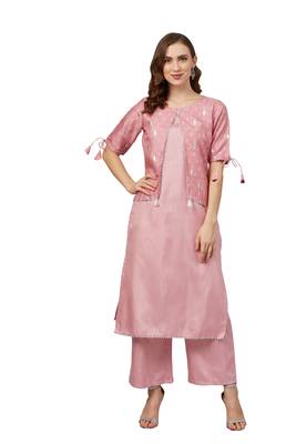Pink printed art silk combo-kurtis 4