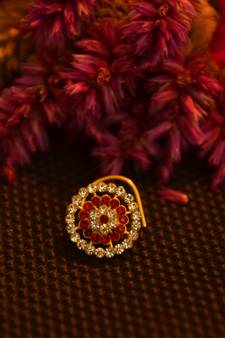 Designer 42 Diamond Red cubic zirconia Bridal nose ring for Wedding
