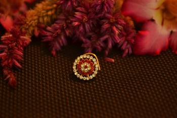 Designer 42 Diamond Red cubic zirconia Bridal nose ring for Wedding 2