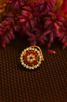 Designer 42 Diamond Red cubic zirconia Bridal nose ring for Wedding