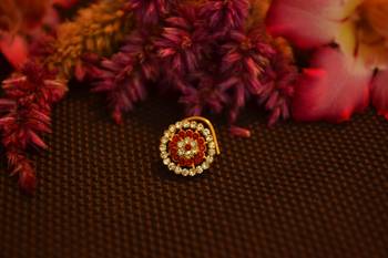 Designer 42 Diamond Red cubic zirconia Bridal nose ring for Wedding 3