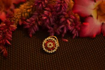 Designer 42 Diamond Red cubic zirconia Bridal nose ring for Wedding 5