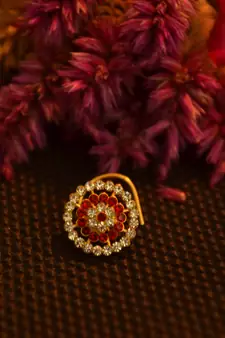 Designer 42 Diamond Red cubic zirconia Bridal nose ring for Wedding