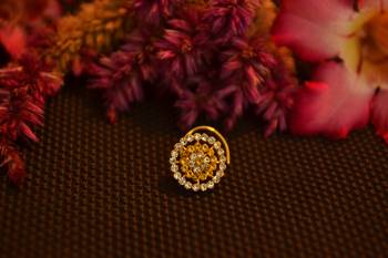 Designer 42 Diamond yellow cubic zirconia Bridal nose ring for Wedding 1