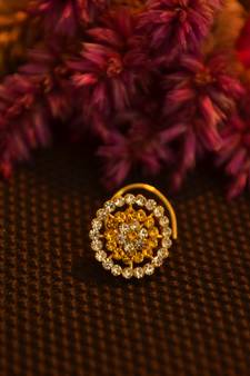 Designer 42 Diamond yellow cubic zirconia Bridal nose ring for Wedding