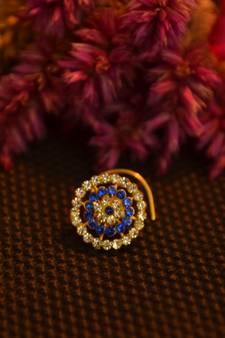 Designer 42 Diamond blue cubic zirconia Bridal nose ring for Wedding