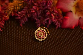 Designer 42 Diamond Pink cubic zirconia Bridal nose ring for Wedding 1