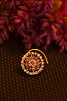 Designer 42 Diamond Pink cubic zirconia Bridal nose ring for Wedding