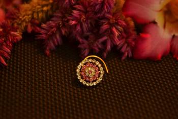 Designer 42 Diamond Pink cubic zirconia Bridal nose ring for Wedding 2
