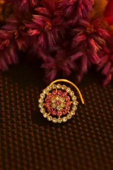 Designer 42 Diamond Pink cubic zirconia Bridal nose ring for Wedding