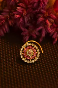 Designer 42 Diamond Pink cubic zirconia Bridal nose ring for Wedding