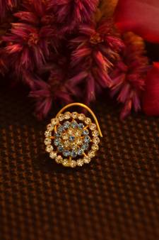 Designer 42 Diamond Turquoise cubic zirconia Bridal nose ring for Wedding