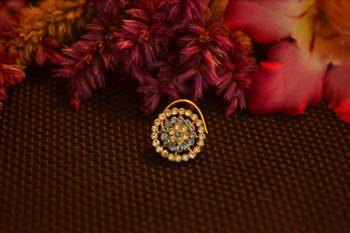 Designer 42 Diamond Turquoise cubic zirconia Bridal nose ring for Wedding 3