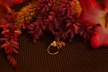 Designer Red Diamond Floral nose ring or Nose Pin 2