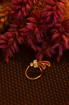 Designer Red Diamond Floral nose ring or Nose Pin