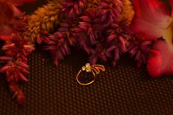Designer Red Diamond Floral nose ring or Nose Pin 3