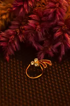 Designer Red Diamond Floral nose ring or Nose Pin