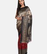 Red Printed Poly Silk Saree With Blouse