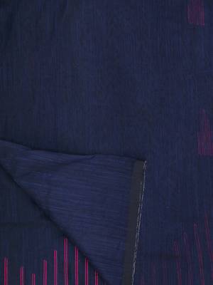 navy Blue Triangle Design Hand Weaven Cotton Silk Handloom Saree With Blouse 6