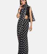 Black Printed Chiffon Saree With Blouse