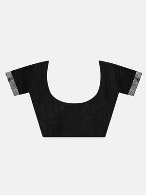 Black Printed Chiffon Saree With Blouse 7