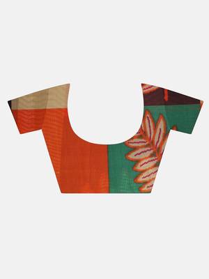 Orange Printed Art Silk Saree With Blouse 7