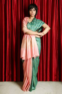 Emerald woven cotton silk saree with blouse 1