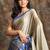 Dark silver woven silk saree with blouse