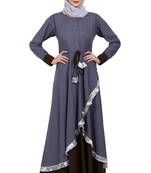 Dual colored Designer abaya- Grey-Coffee
