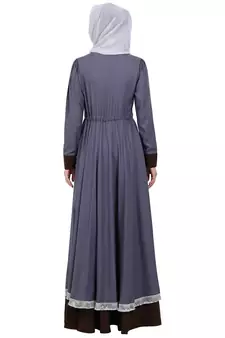 Dual colored Designer abaya- Grey-Coffee