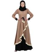 Dual colored Designer abaya- Beige-Black