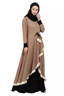 Dual colored Designer abaya- Beige-Black