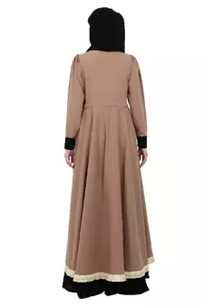 Dual colored Designer abaya- Beige-Black