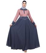 Dual colored abaya with Baby collar- Pink-Grey