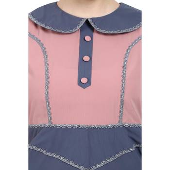 Dual colored abaya with Baby collar- Pink-Grey 5