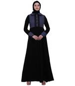 Dual colored abaya with Baby collar- Black-Grey