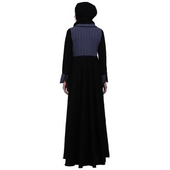 Dual colored abaya with Baby collar- Black-Grey 4