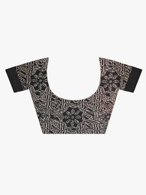 Black Printed Poly Silk Saree With Blouse 7