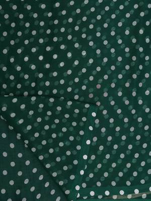 Green printed chiffon saree with blouse 5