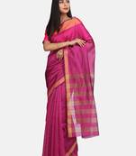 Purple Woven Chanderi Saree With Blouse