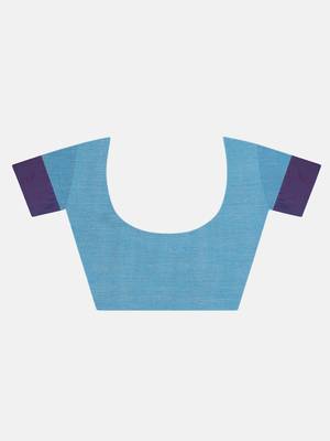 Aqua Blue Buti Work Khadi Cotton Handloom Saree With blouse 6